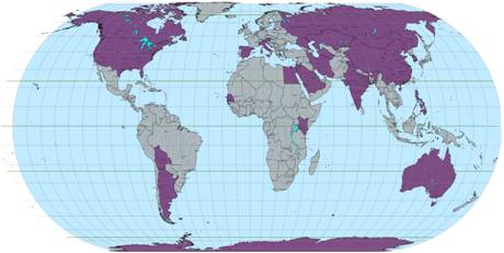 Fig22.1. World map with isolation countries of Haloarchaea with full genome and proteome public sequences.jpg